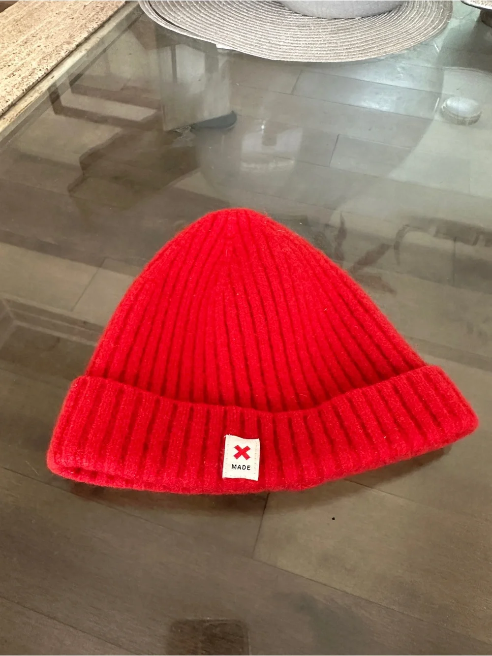 Red Ribbed Kids Knit Beanie